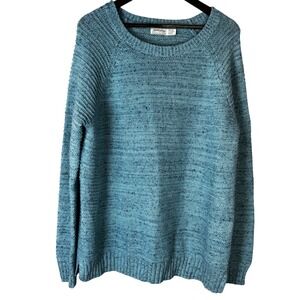 Faded Glory Sweater Womens 2XL Blue Metallic Knit Pullover Long Sleeve Soft Cozy